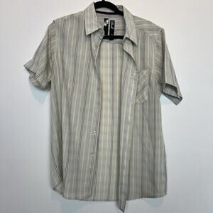 Drill mens striped button up shirt MD 90s skater grunge